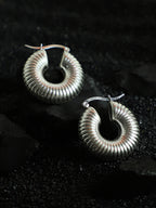 Haute Sauce The Snake-Ribbed Hoop Earrings - Metallic Silver
