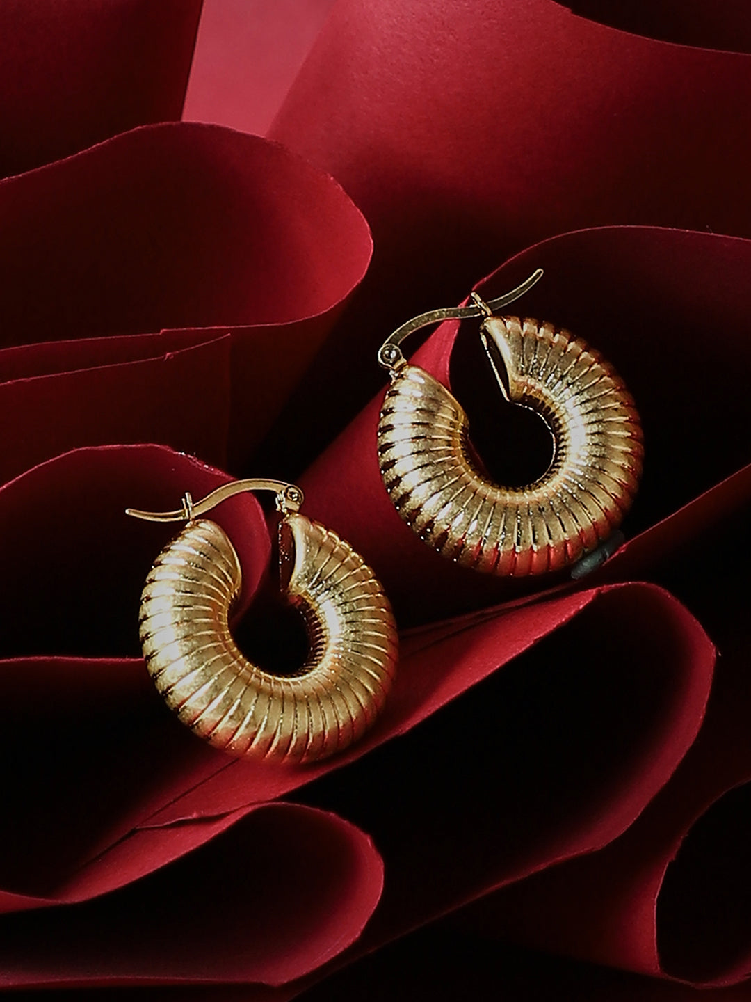 Haute Sauce The Snake-Ribbed Hoop Earrings - California Gold