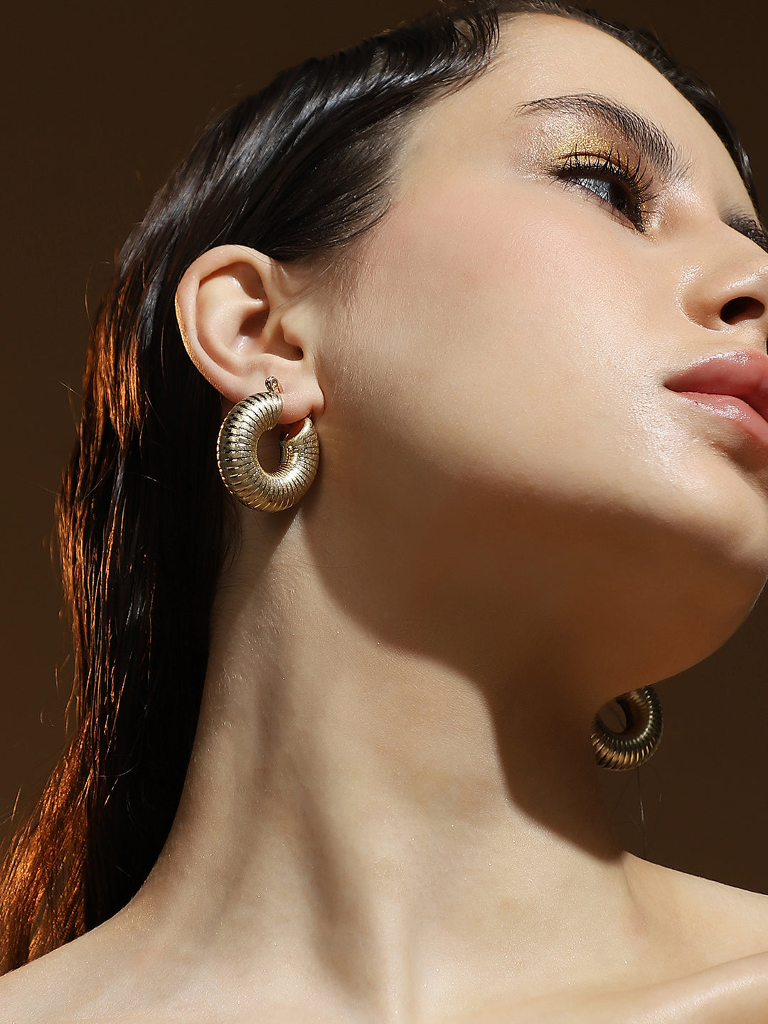Haute Sauce The Snake-Ribbed Hoop Earrings - California Gold