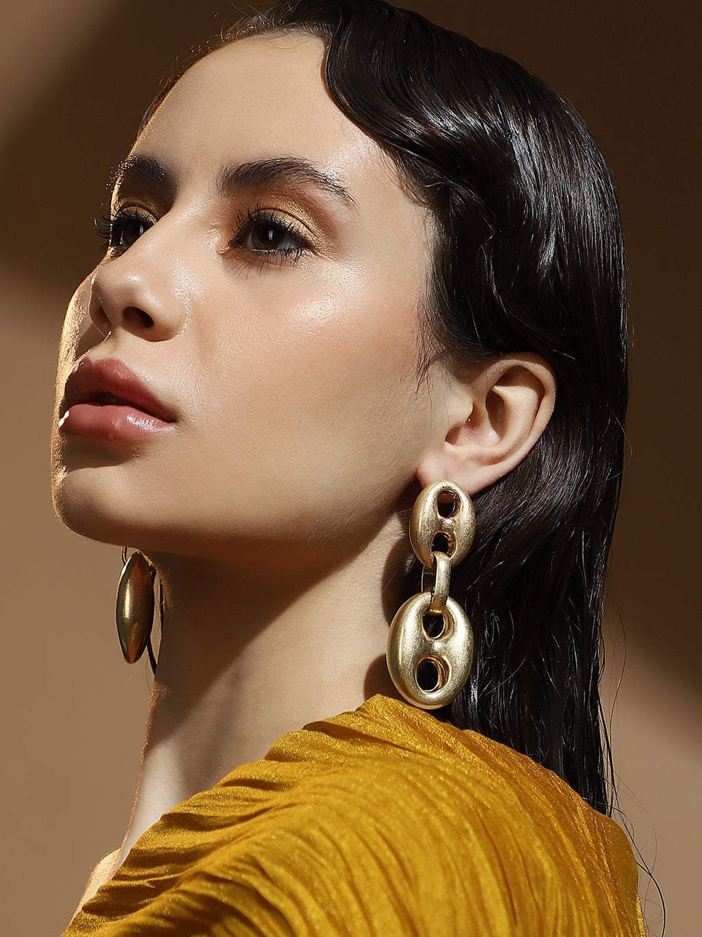 Haute Sauce The Dented-Bolt Drop Earrings - California Gold