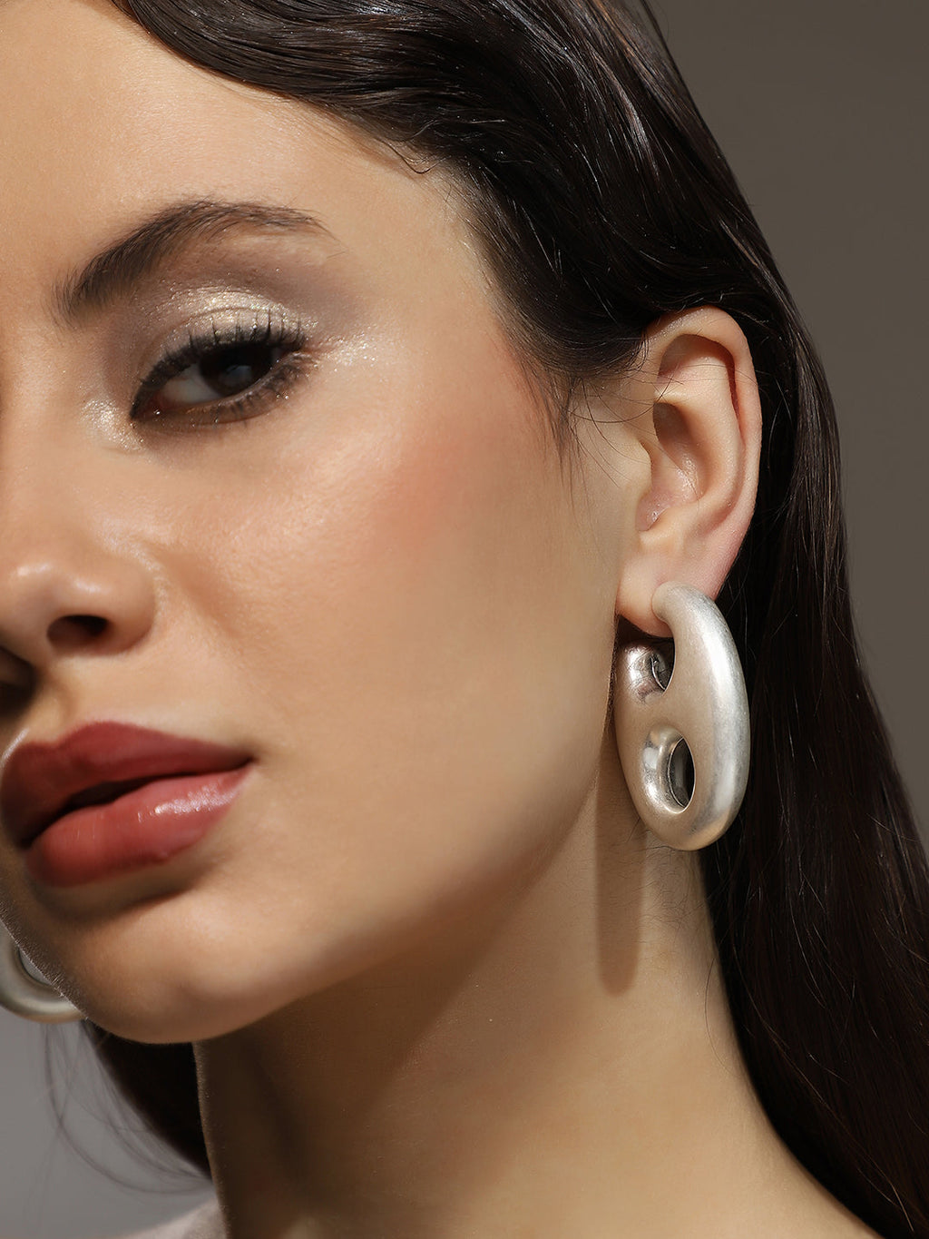 Haute Sauce The Large Bolt Hoop Earrings - Metallic Silver
