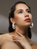 Haute Sauce The Large Bolt Hoop Earrings - Metallic Silver