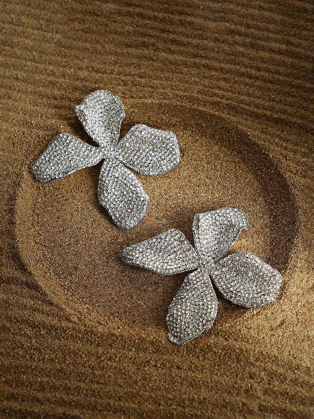 Haute Sauce The Bling-Petalia Statement Earrings - Crystal Silver
