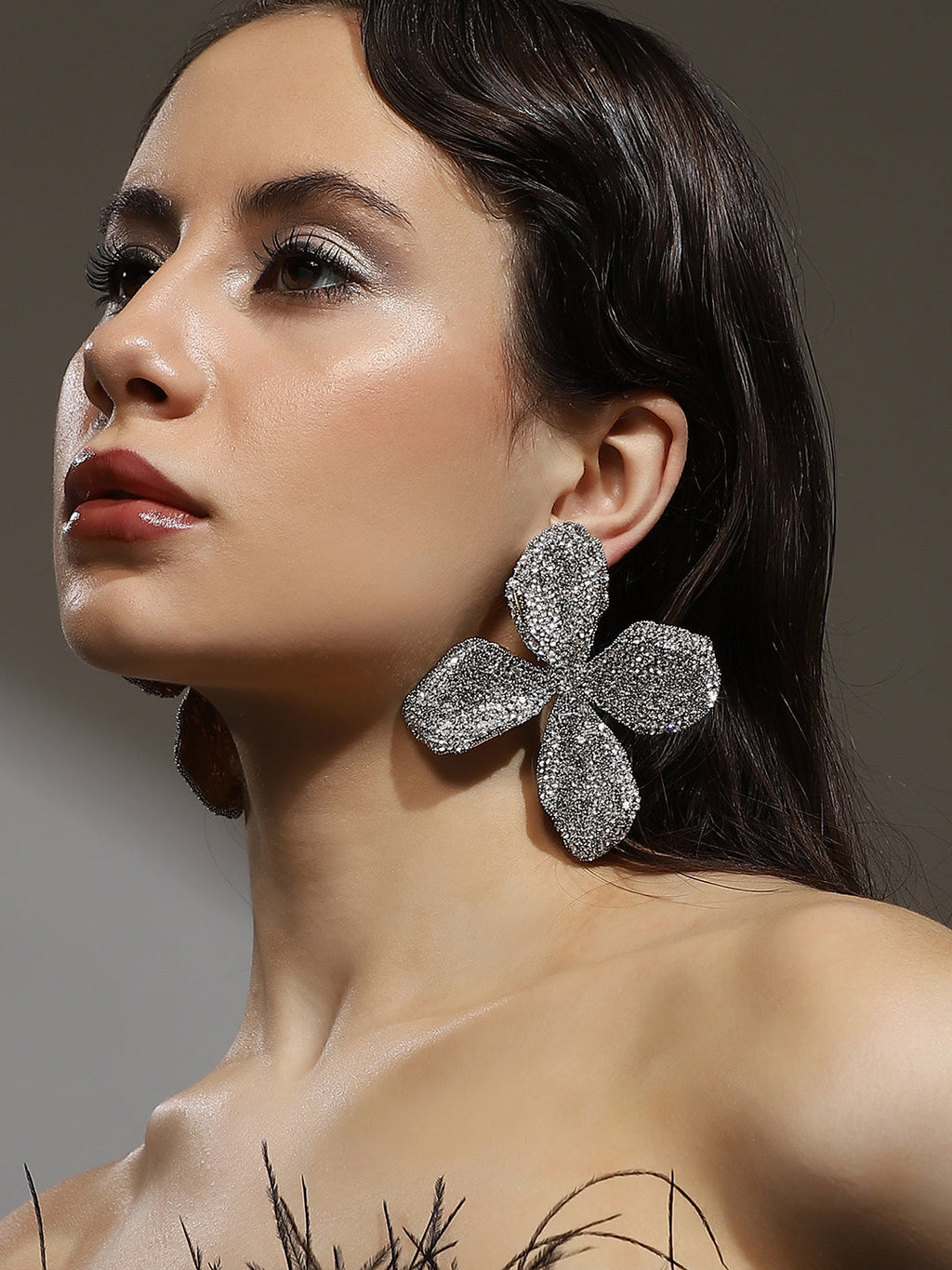 Haute Sauce The Bling-Petalia Statement Earrings - Crystal Silver