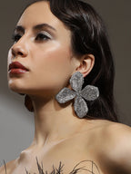Haute Sauce The Bling-Petalia Statement Earrings - Crystal Silver