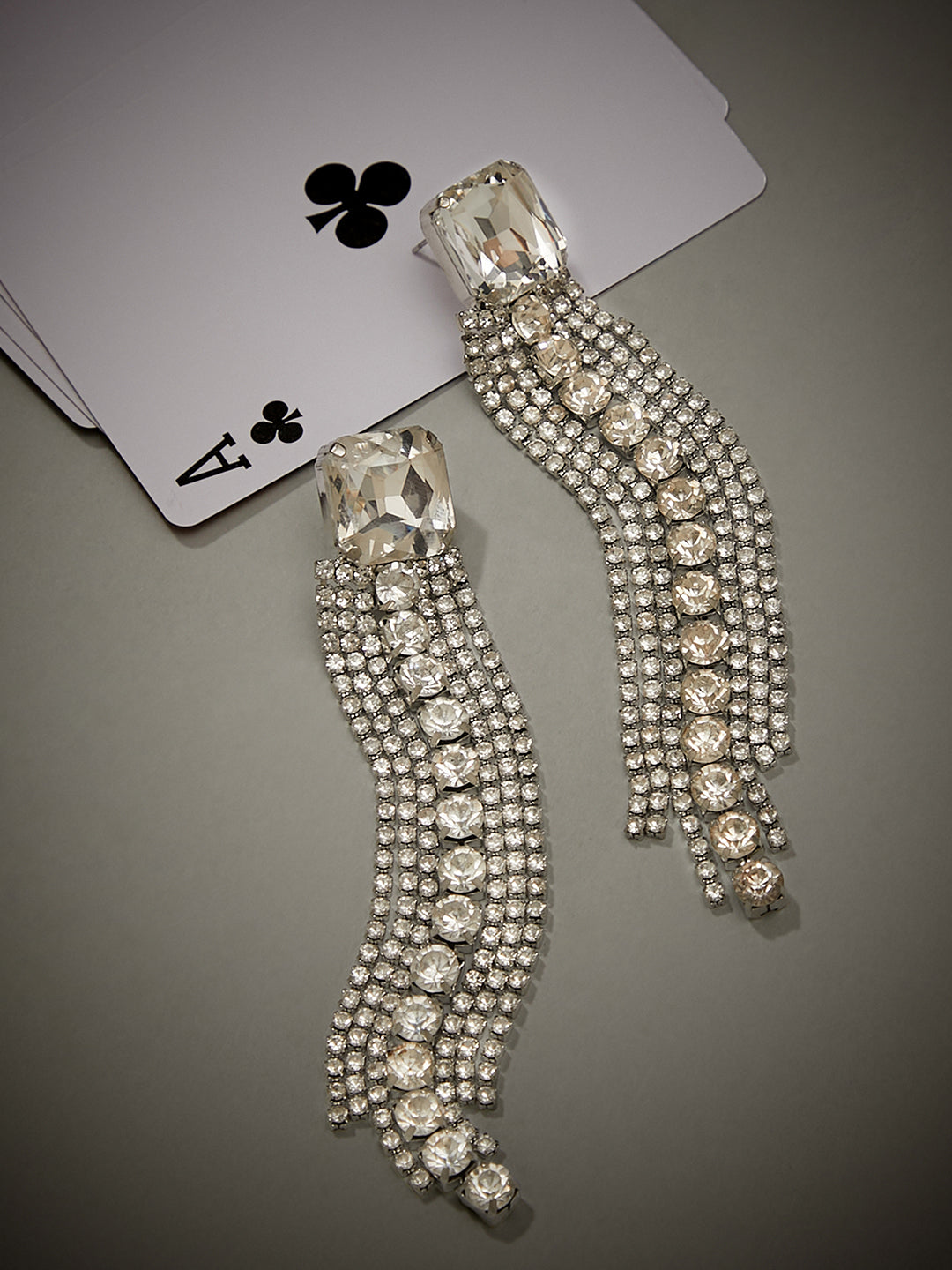 Haute Sauce The Bijou-Quad Drop Earrings - Crystal Silver