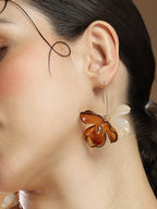 The Iris Drop Earrings - Coffee Brown & California Gold