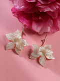 The La-Flora Hoop Earrings - Ivory White & California Gold