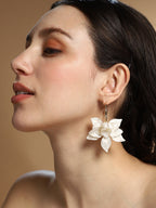 The La-Flora Hoop Earrings - Ivory White & California Gold