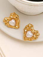 The Bordeaux-Coeur Stud Earrings - California Gold