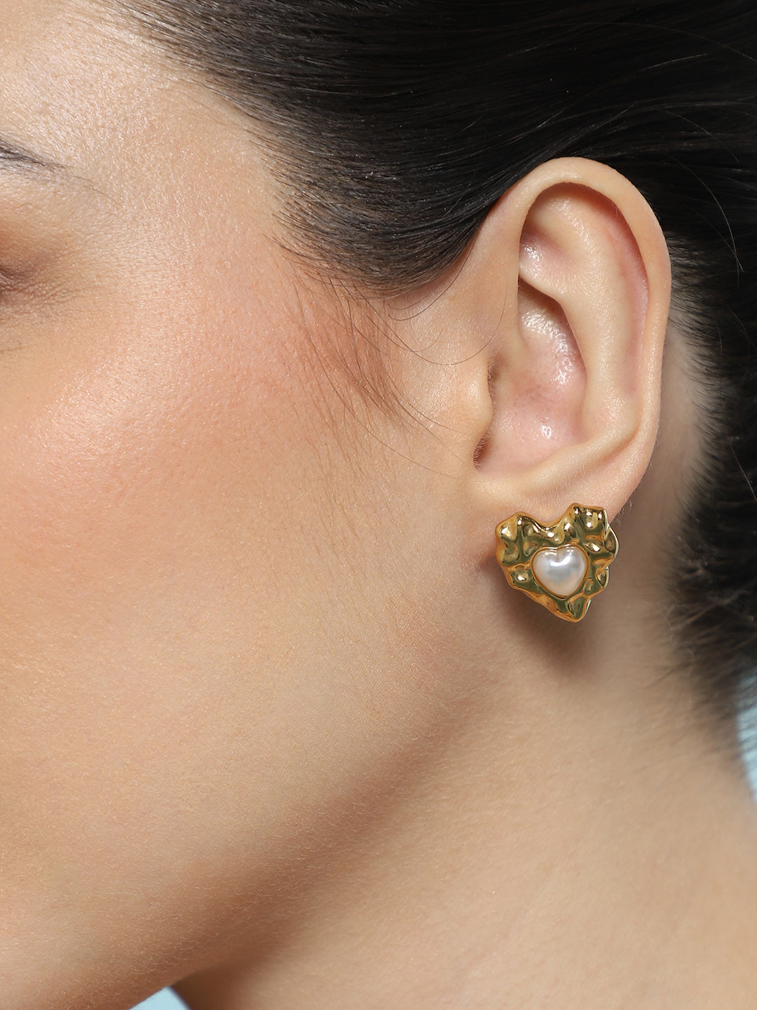 The Bordeaux-Coeur Stud Earrings - California Gold