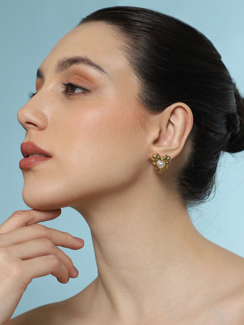 The Bordeaux-Coeur Stud Earrings - California Gold