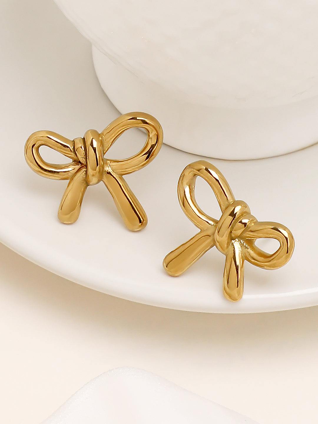 The Bow-Knot Stud Earrings - California Gold