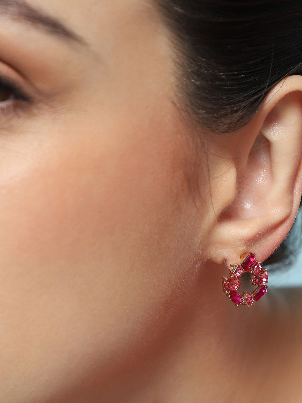 Haute Sauce Women's The Crystal-Teardrop Stud Earrings - Fuchsia Pink
