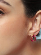 Haute Sauce Women's The Crystal-Teardrop Stud Earrings - Fuchsia Pink