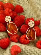 Haute Sauce Women's The Hammered-Amber Drop Earrings - Rose Gold