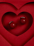 Haute Sauce The Chunky-Jacqueline Stud Earrings - Cherry Red & Metallic Silver