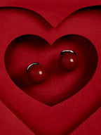 Haute Sauce The Chunky-Jacqueline Stud Earrings - Cherry Red & Metallic Silver