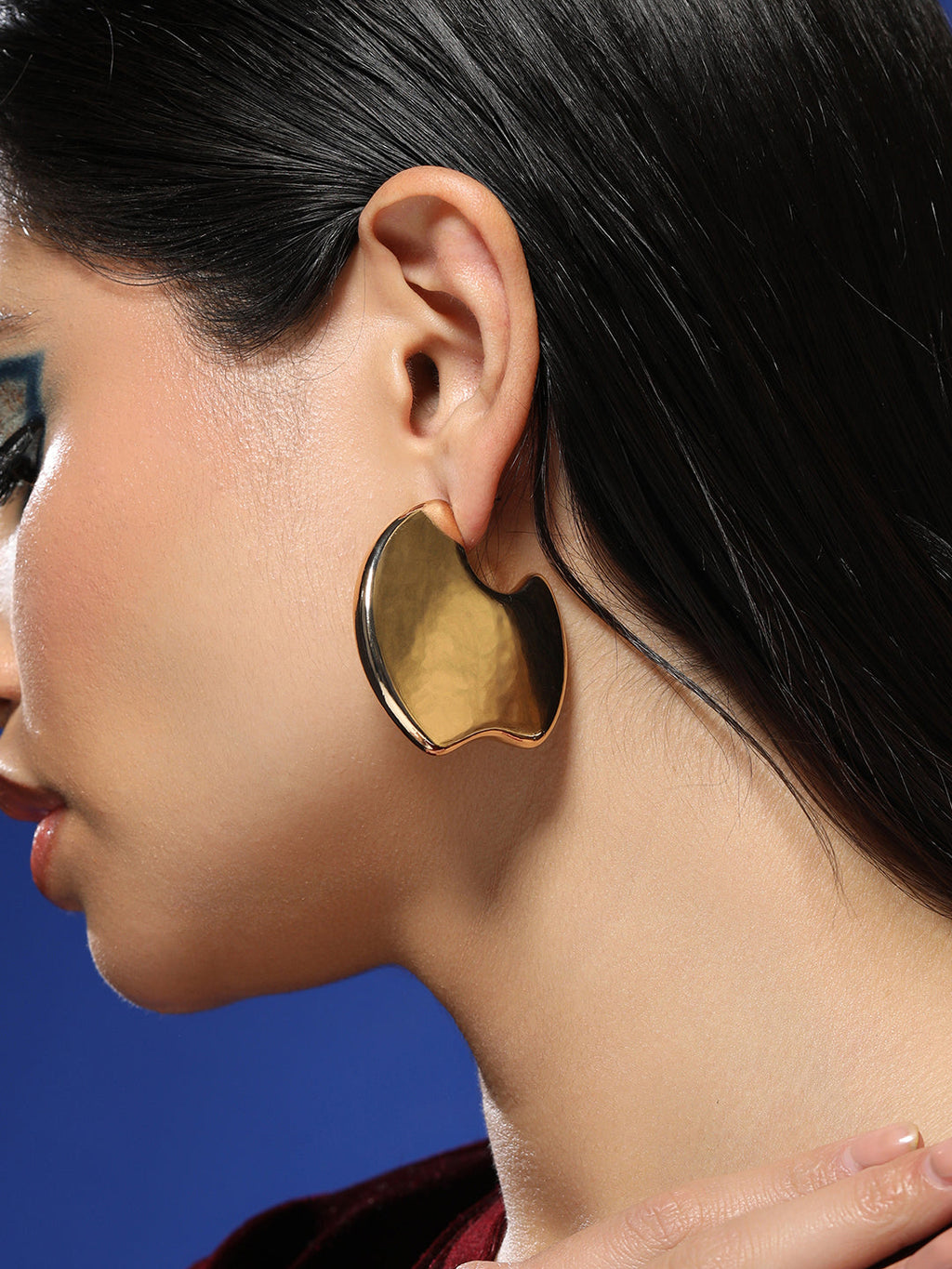 Haute Sauce Women's The Abstract-Tectonic Half-Hoop Earrings - California Gold