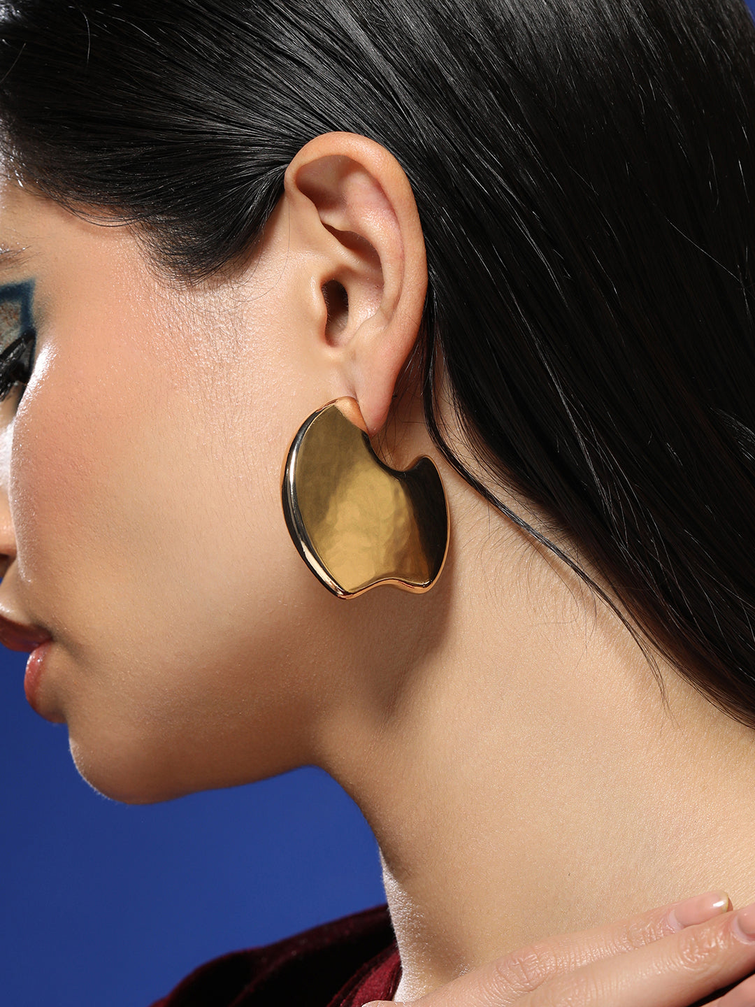 Haute Sauce Women's The Abstract-Tectonic Half-Hoop Earrings - California Gold
