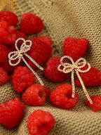 Haute Sauce Women's The Cristal-Bow Drop Earrings - Crystal Silver