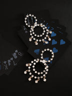 The Circular-Bling Drop Earrings - Crystal Silver