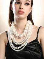 The Antoinette Multi-Layer Necklace - Pearl White