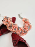 The Braided-Bead Statement Necklace - Peach Pink