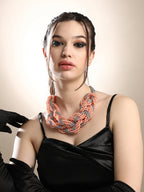 The Braided-Bead Statement Necklace - Peach Pink