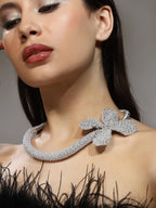 Haute Sauce The Bling-Petalia Statement Necklace - Crystal Silver