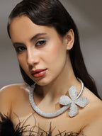 Haute Sauce The Bling-Petalia Statement Necklace - Crystal Silver
