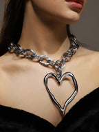 Haute Sauce The Coeur-Chain Statement Necklace - Metallic Silver