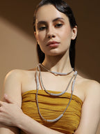The Bling-Block Multi-Layer Necklace - Crystal Silver