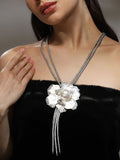 Haute Sauce The Flora-Bloom Long Necklace - Metallic Silver