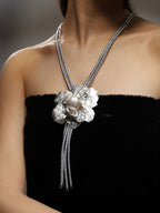 Haute Sauce The Flora-Bloom Long Necklace - Metallic Silver