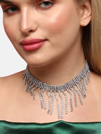 The Bling-Drip Choker Necklace - Crystal Silver
