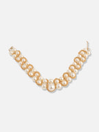 The Swirl-Chain Pearl Collar Necklace - Pearl White