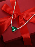 Haute Sauce Women's Cristal-Coeur Collar Necklace - Emerald Green