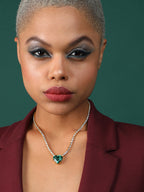 Haute Sauce Women's Cristal-Coeur Collar Necklace - Emerald Green