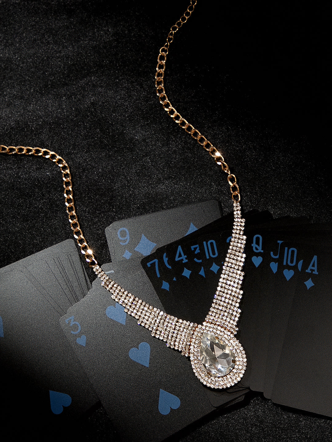 Haute Sauce The Teardrop-Bling Statement Necklace - Crystal Silver
