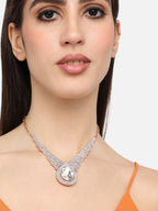 Haute Sauce The Teardrop-Bling Statement Necklace - Crystal Silver