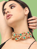 Women's Chunky-Enamel Chain Necklace - California Gold