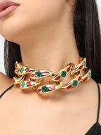 Women's Chunky-Enamel Chain Necklace - California Gold