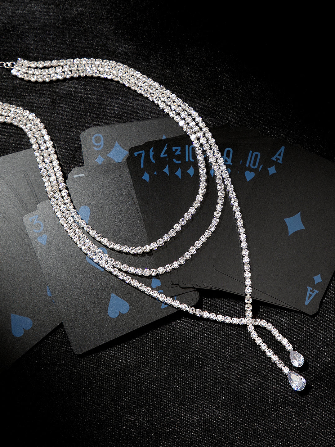 The Twisted-Bling Mult-Layer Necklace - Crystal Silver