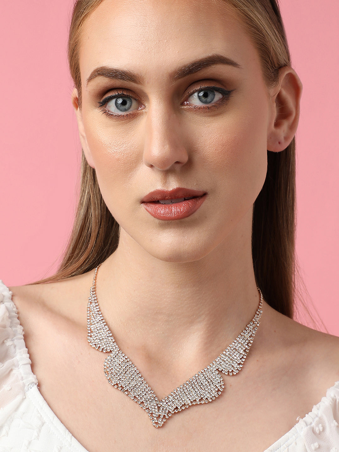The Cuoer-Bling Statement Necklace - Crystal Silver