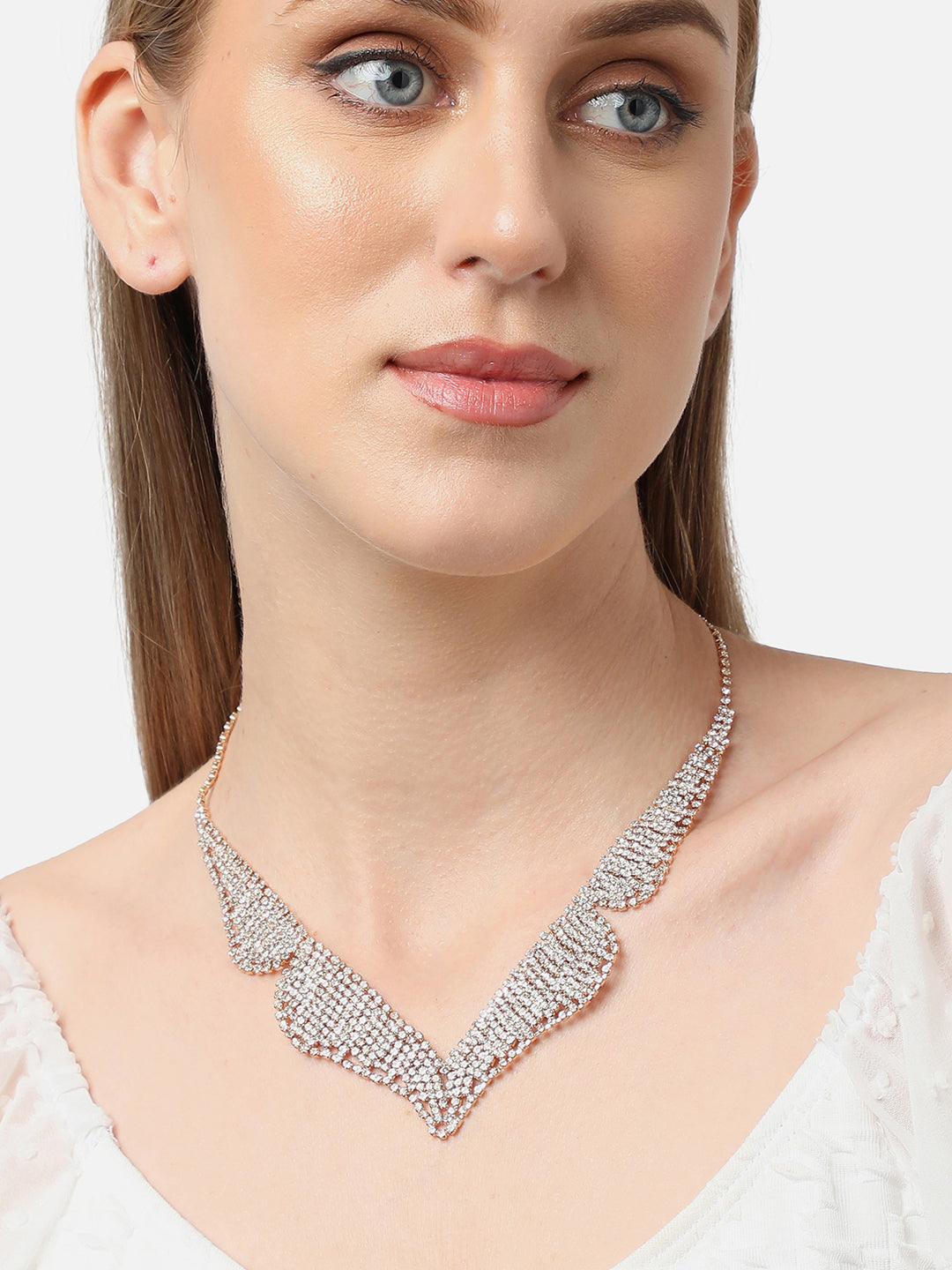The Cuoer-Bling Statement Necklace - Crystal Silver