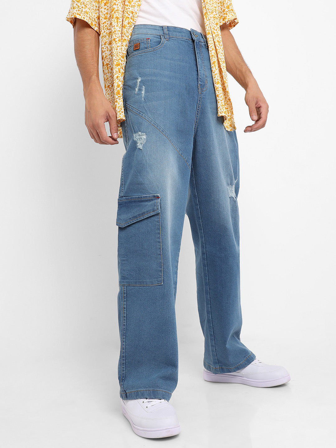 Campus Sutra Asymmetrical Stitch Denim Jeans
