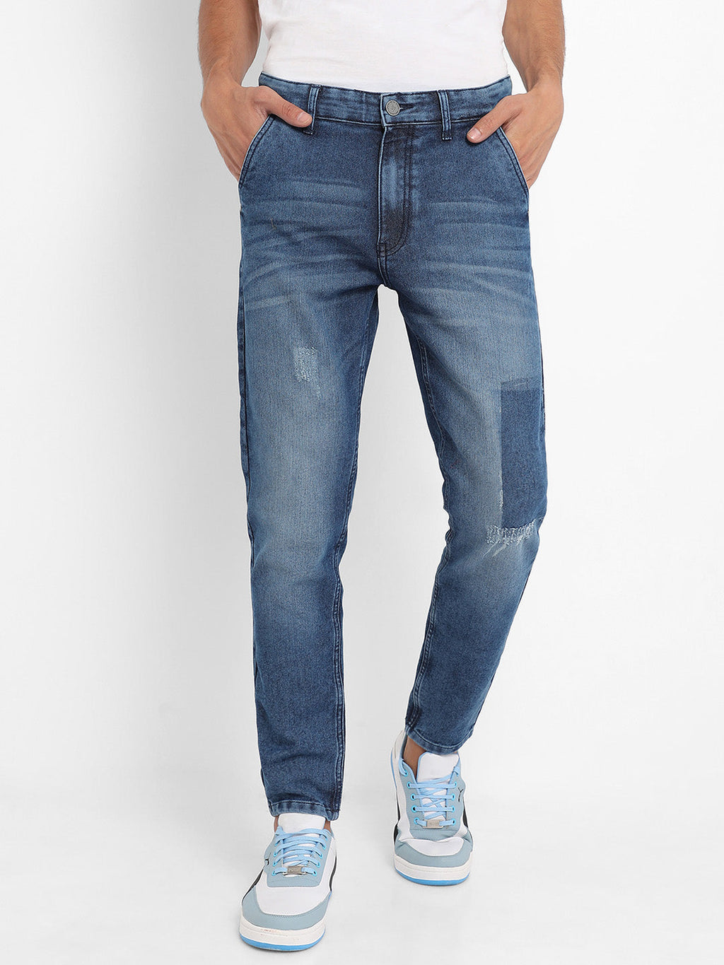 Campus Sutra Distressed Patterned Denim Jeans