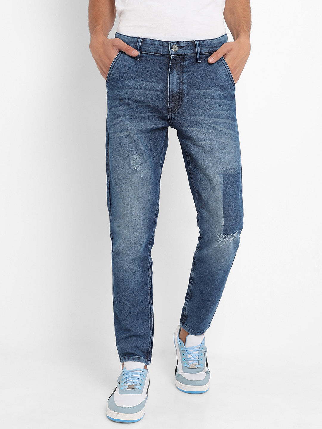 Campus Sutra Distressed Patterned Denim Jeans