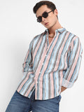 Campus Sutra Textured Barcode Striped Shirt